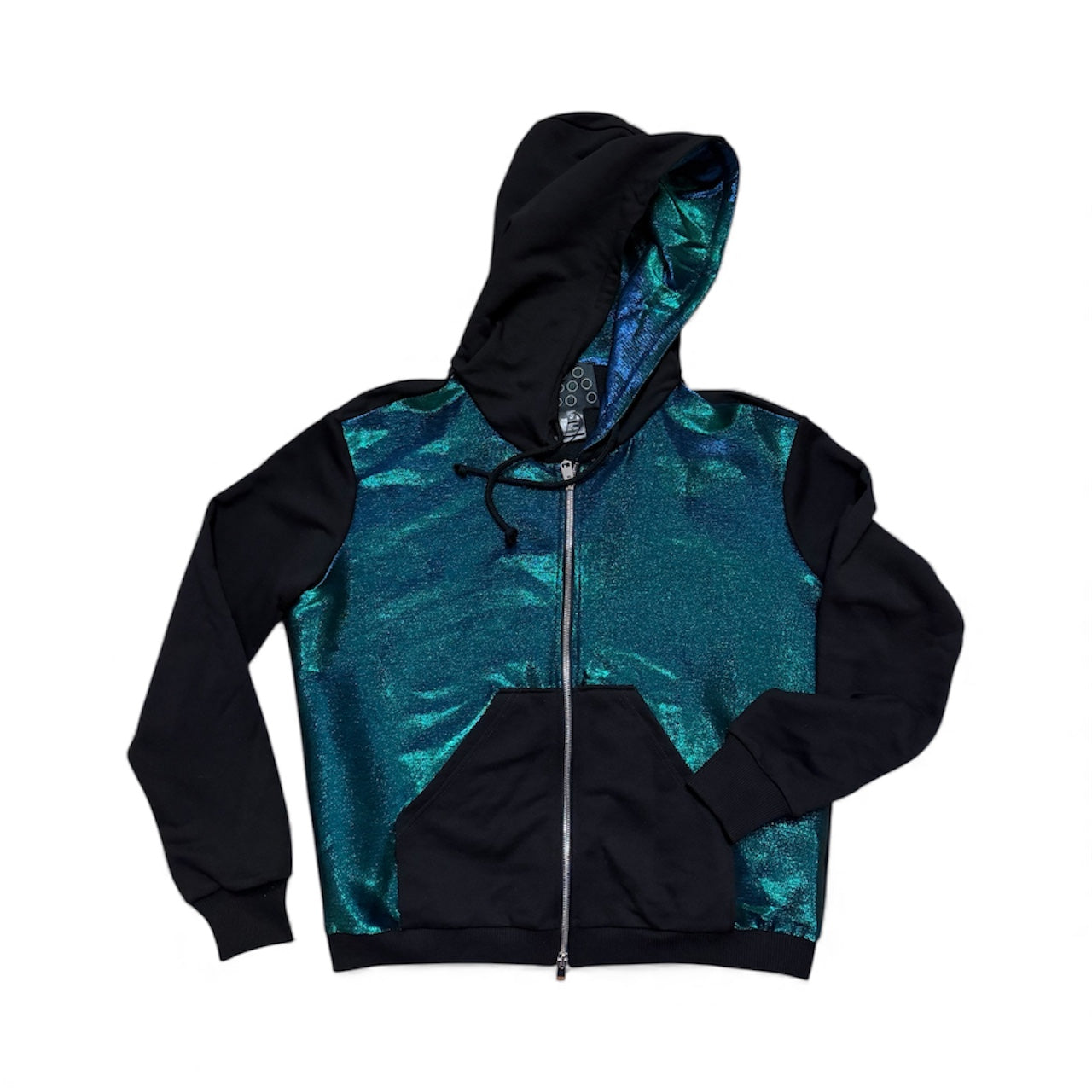 Iridescent sparkle Jacket with a hood
