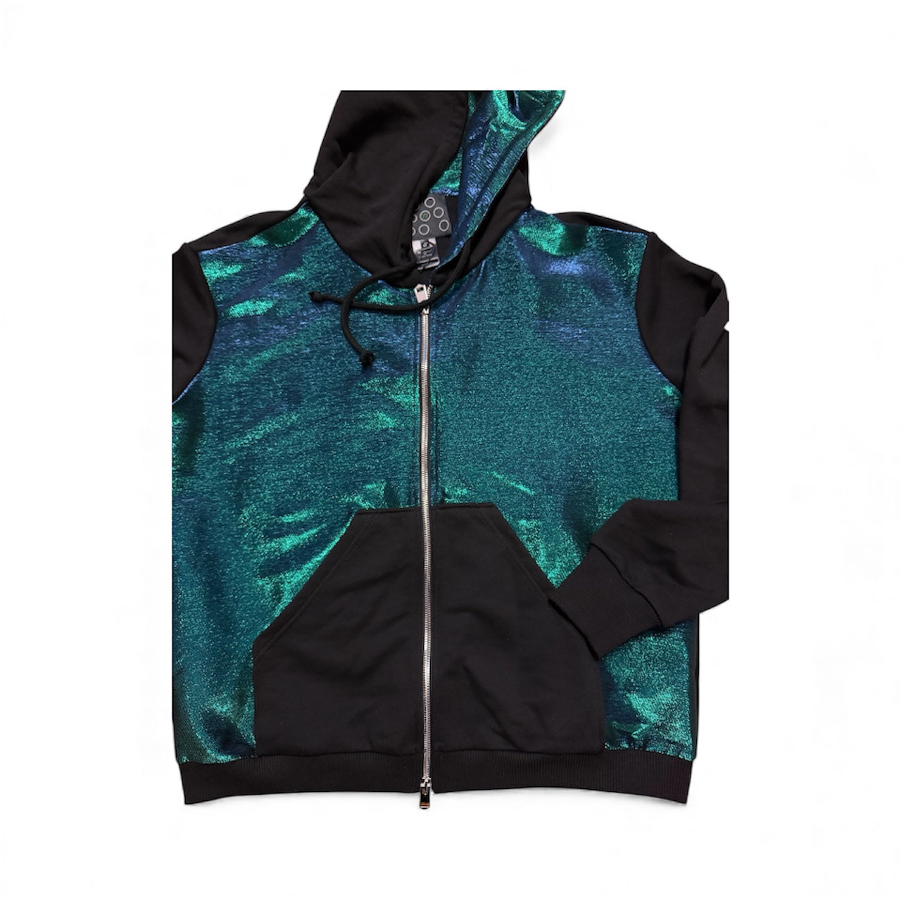 Iridescent sparkle Jacket with a hood