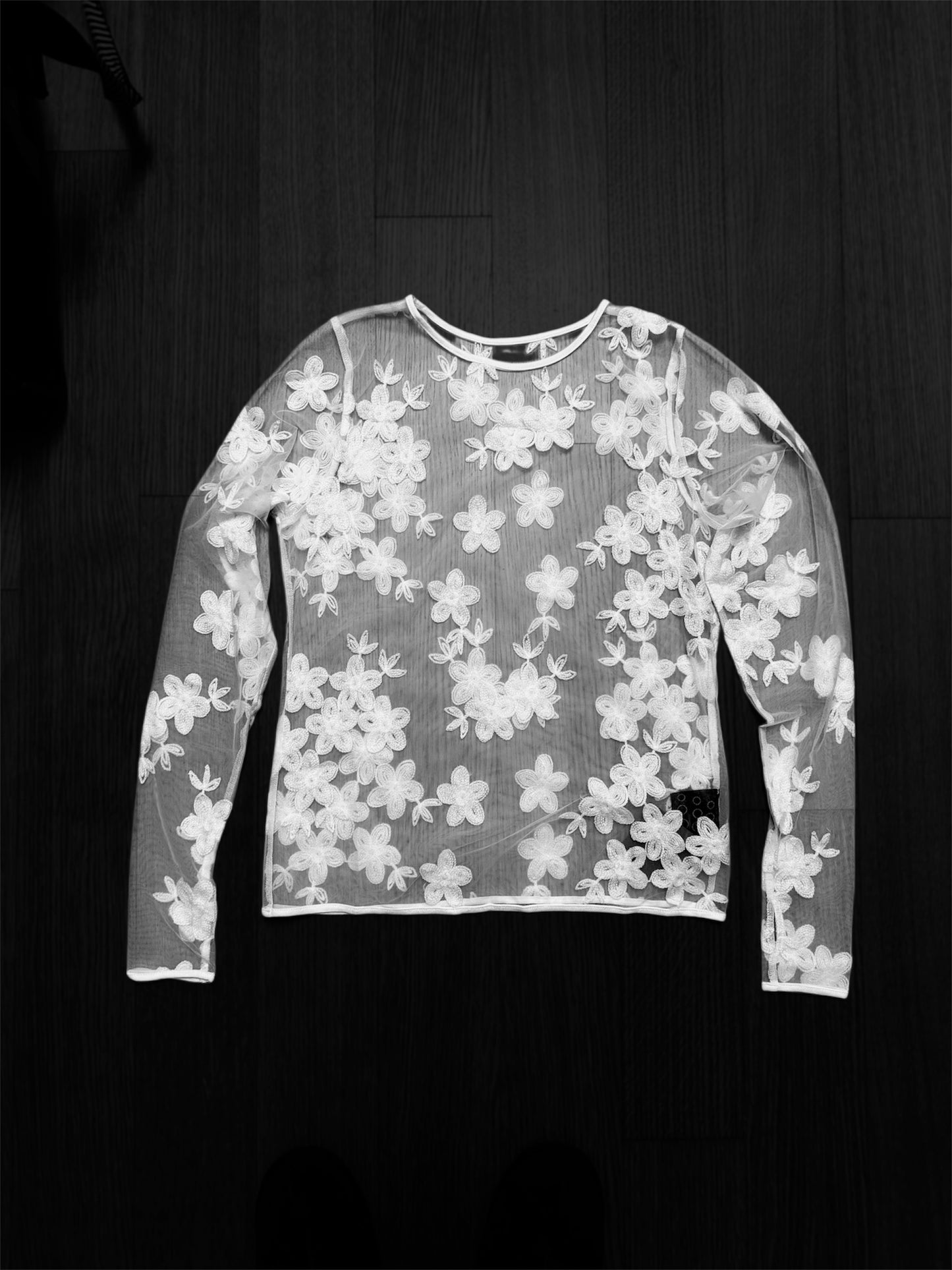 Floral embroidered mesh top