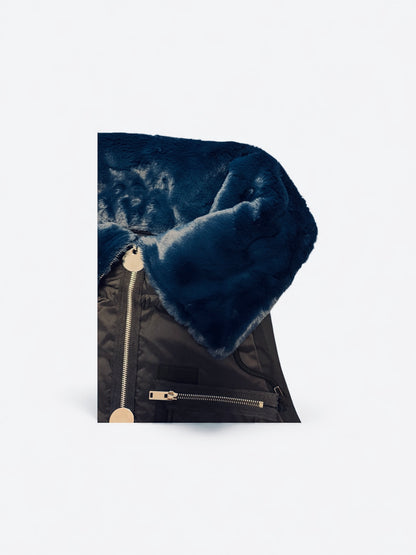 Vest with a luxurious faux fur collar and front zipper closure