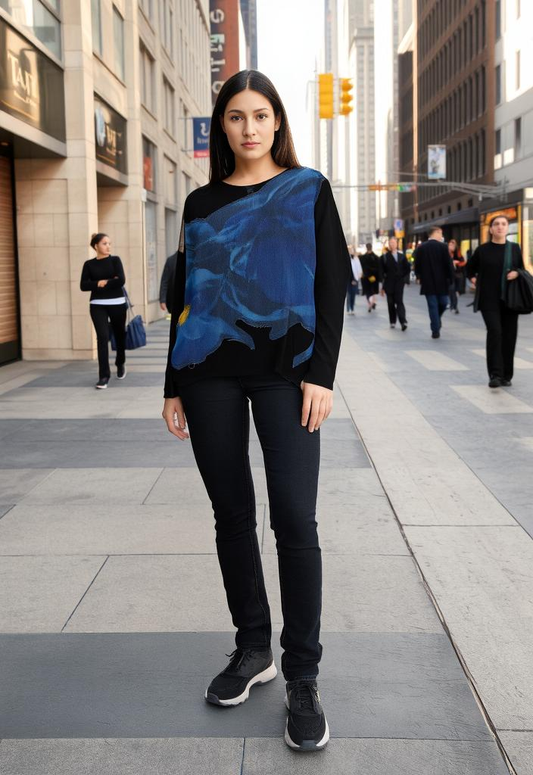 Long sleeve square top blue |  NY77DESIGN