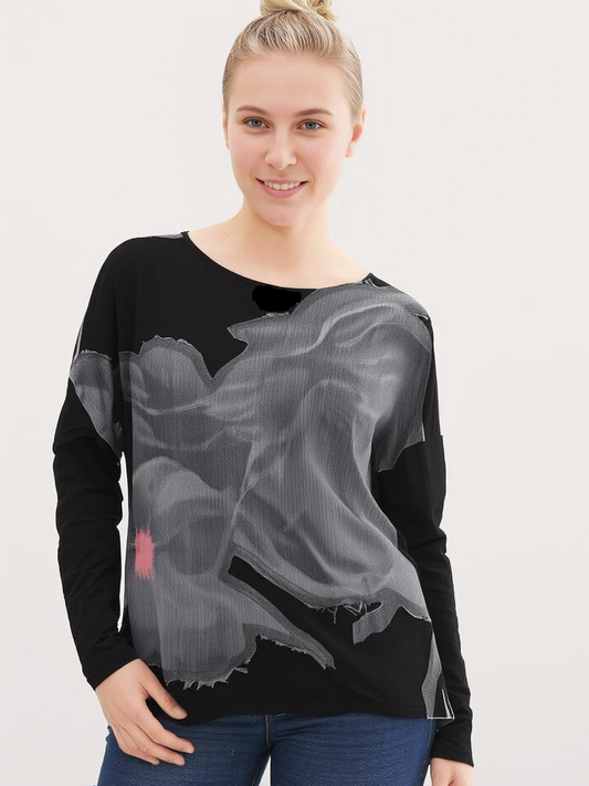 Long sleeve square top grey |  NY77DESIGN