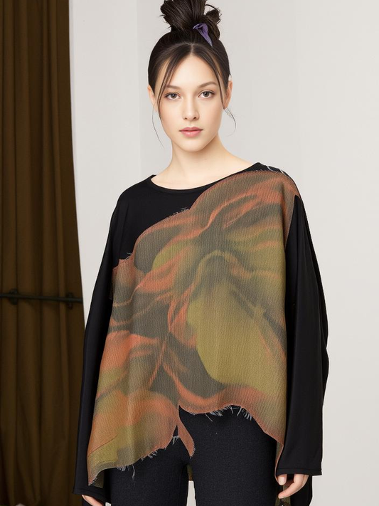 Long sleeve square top orange |  NY77DESIGN
