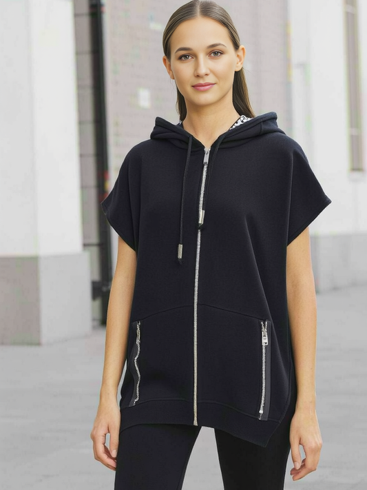 Relaxed Fit Vest with a Hood | NY77DESIGN