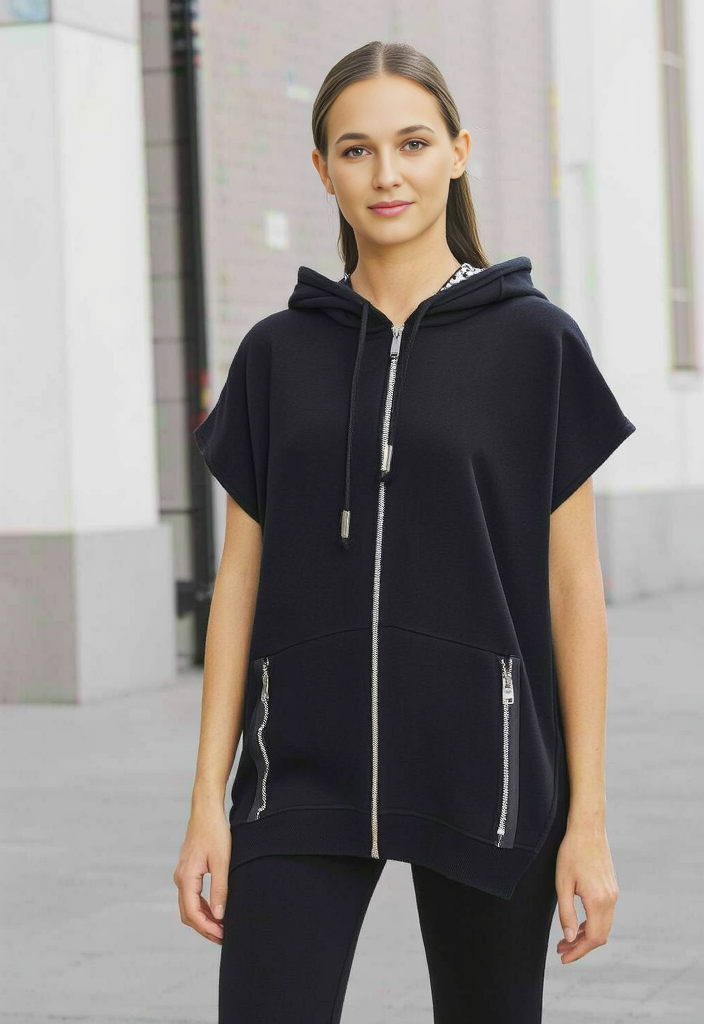 Relaxed Fit Vest with a Hood | NY77DESIGN
