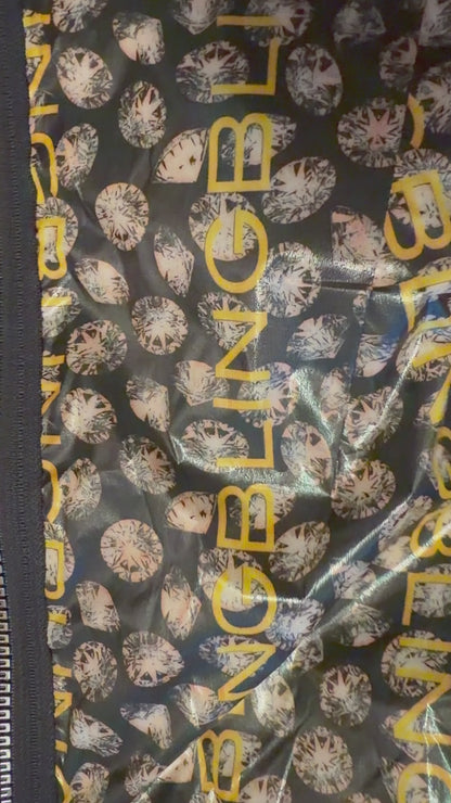 Cropped vest with special diamond print nylon