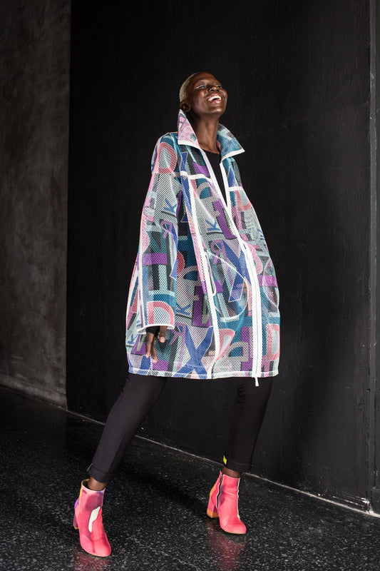 Cocoon coat with special print