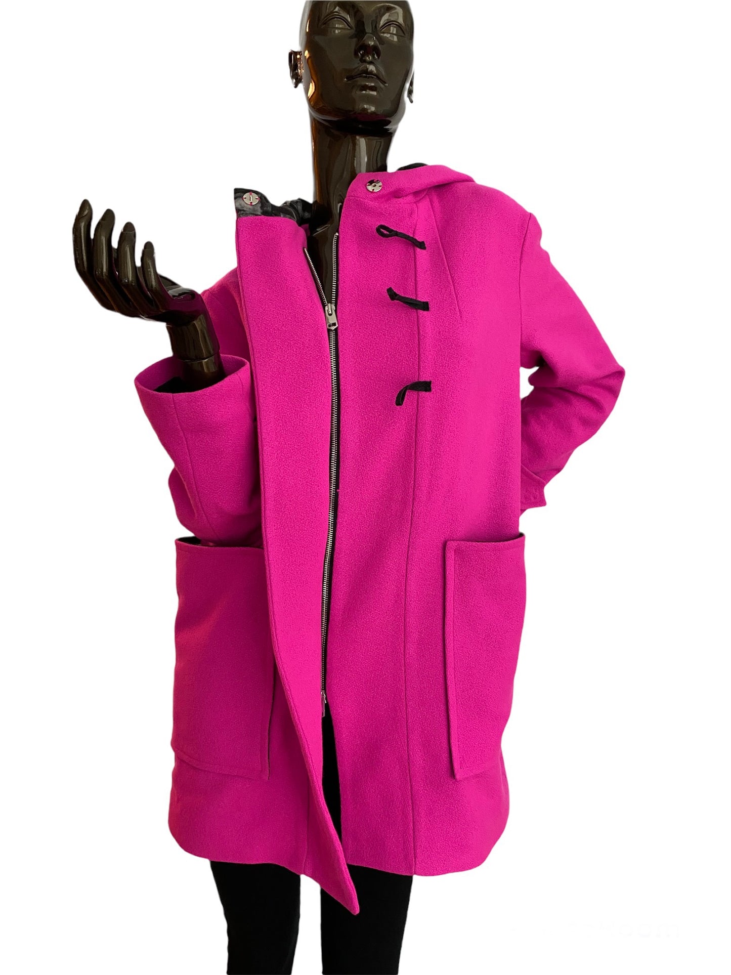 NY 77 Design Hot Pink Color Wool Coat