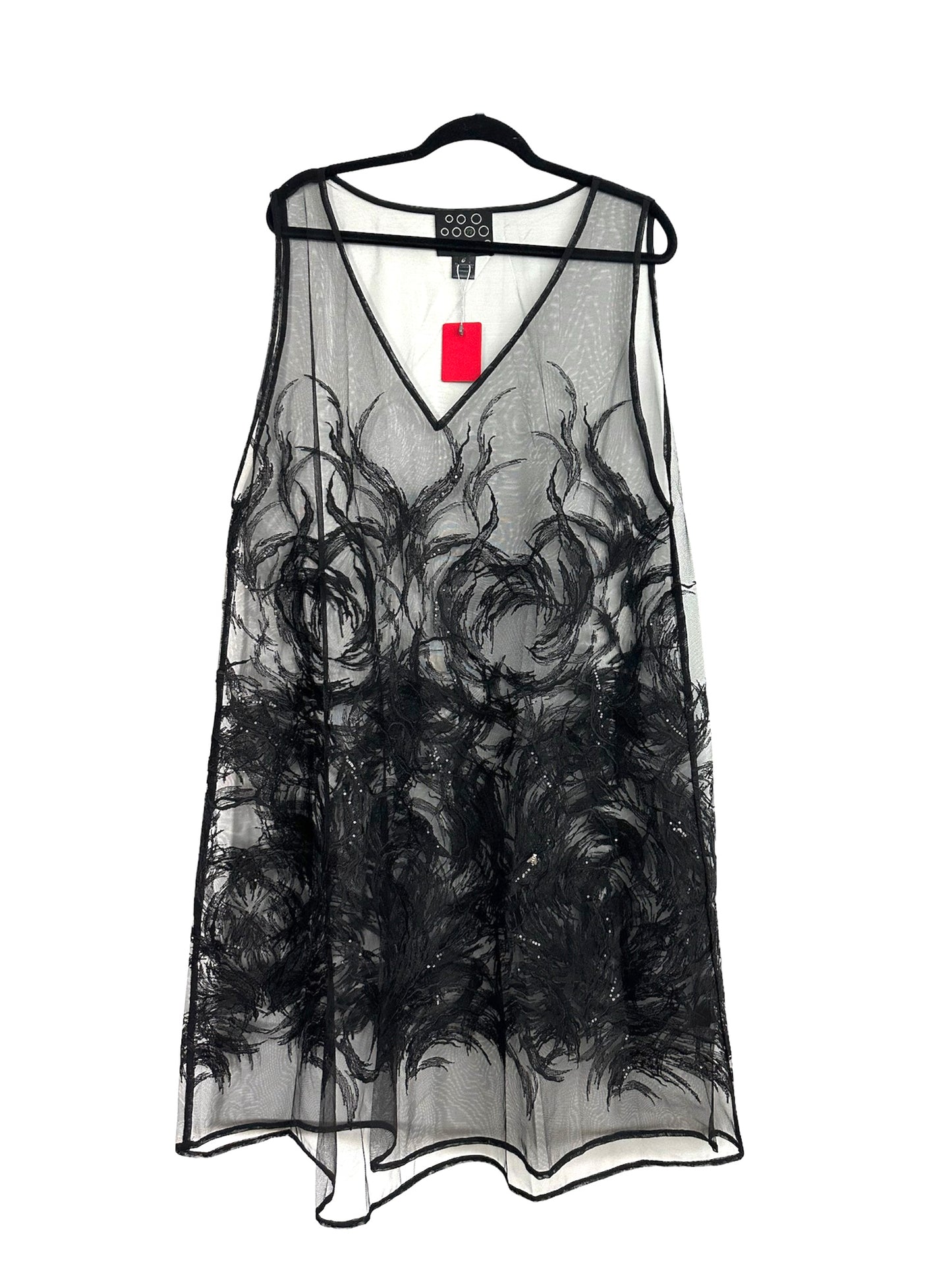 Embroidered overlay dress with silver fly